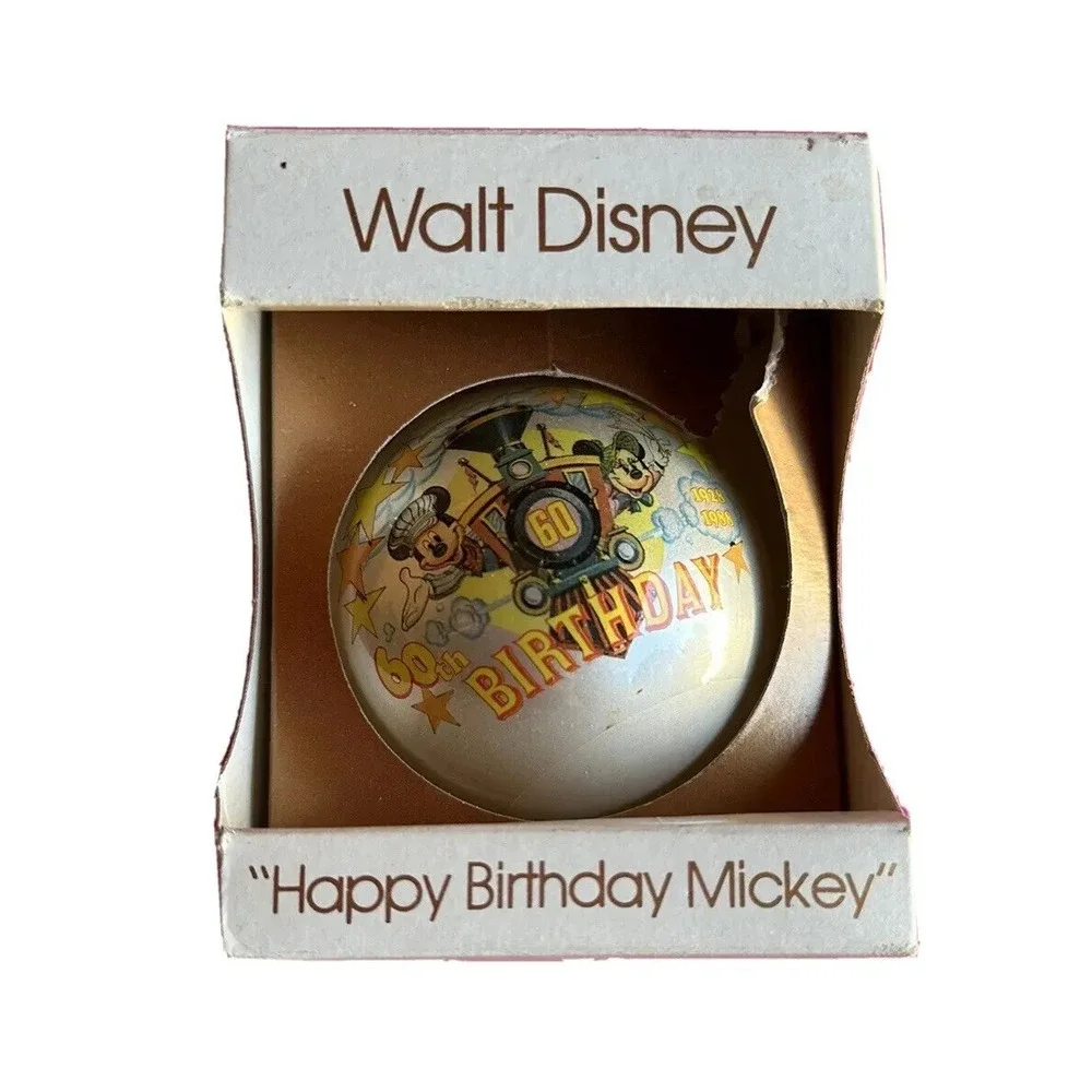 Vintage Disney Happy‎ 60th Birthday Mickey  Christmas Ornament   1988 Schmid